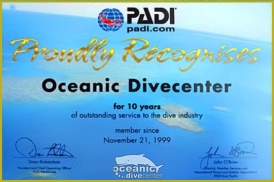 PADI 10 year award Phuket
